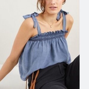 Anthropologie cloth & stone stonewashed tie shoulder blouse size M